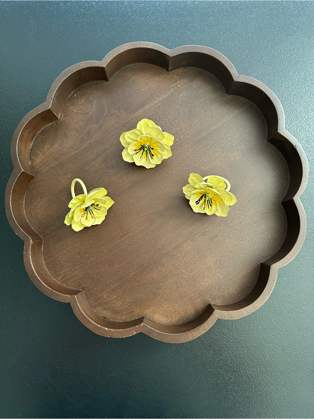 Pier 1 Yellow Floral Metal Napkins Rings ~ Set Of 3